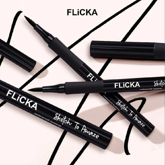 Flicka Sketch To Amaze Pen Eyeliner | Waterproof Smudge‑Proof Felt Tip | Long‑Lasting Winged Eyeliner Pen for Oily Eyelids image 4