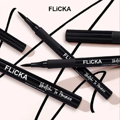 Flicka Sketch To Amaze Pen Eyeliner | Waterproof Smudge‑Proof Felt Tip | Long‑Lasting Winged Eyeliner Pen for Oily Eyelids thumbnail 3