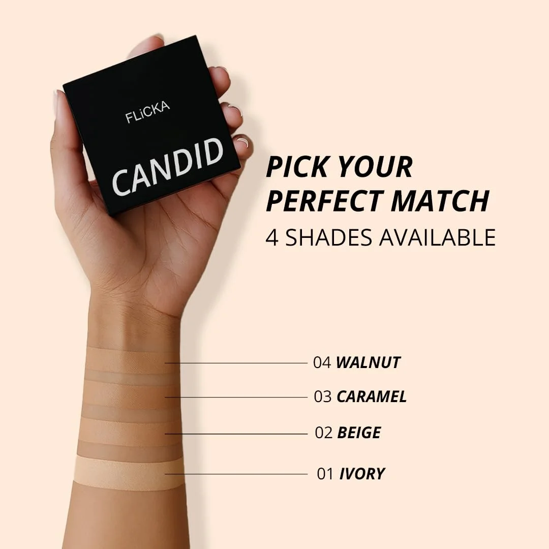FLiCKA Candid Compact Powder | Velvet Matte Finish| Oil Control| Long-Lasting Smooth Waterproof Compact | 03 Caramel 9g image 6