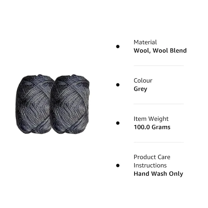 Wool Yarn |100 gm Each Grey Pack of 8 | Soft Acrylic Wool for Knitting | Crochet | DIY Projects image 2
