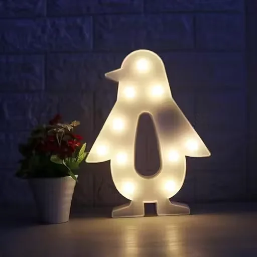 Penguin Shaped LED Light | Kids Night Lamp Battery Powered | Room & Wall Decoration image 1