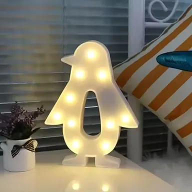 Penguin Shaped LED Light | Kids Night Lamp Battery Powered | Room & Wall Decoration thumbnail 2