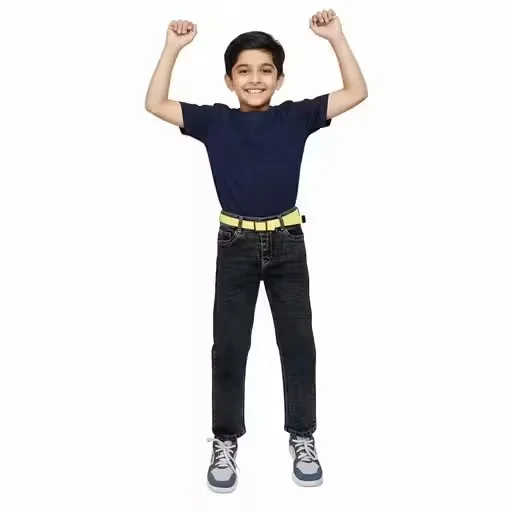 Trendy Black Straight Jeans for Kids with Matching Belt | Stylish Denim with Buckle Belt | Comfortable Stretch Jeans for Boys & Girls image 2