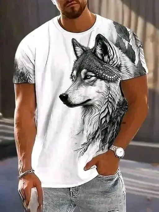 Casual TrendWhite Men’s 3D Printed Cotton T-Shirt (M) image 1