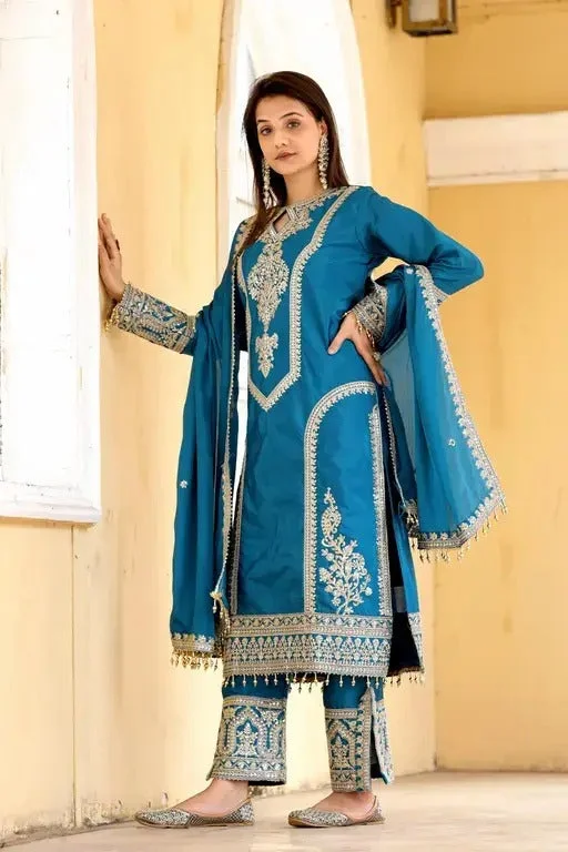 Embroidered Festive Suit for Women L Size | Designer Ethnic Party Wear with Premium Embroidery, Elegant Traditional Outfit image 1