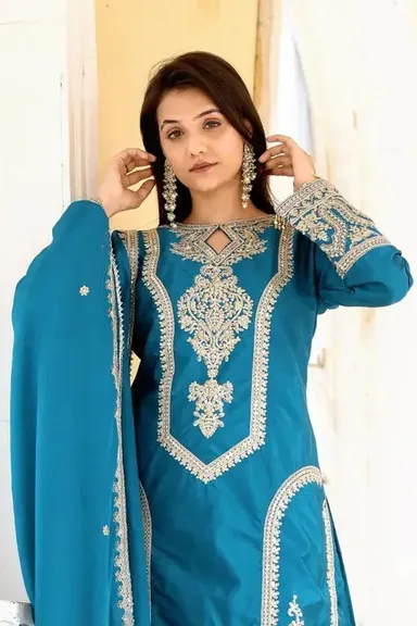 Embroidered Majesty Festive Suit for Women XXL | Designer Party Wear, Elegant Traditional Ethnic Outfit, Comfortable Premium Quality thumbnail 1