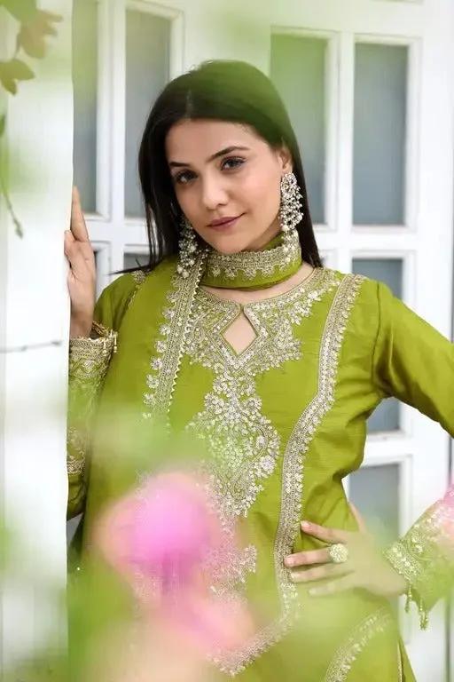 Emerald Green Embroidered Anarkali Gown | Georgette Party Wear Suit for Women L Size Wedding & Festive Outfit image 3