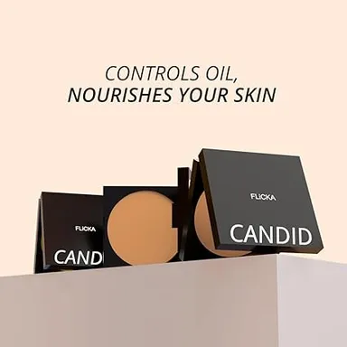 FLiCKA Candid Compact Powder | Velvet Matte Finish| Long-Lasting Oil Control| Waterproof Crease-Free Face Powder 9g | Best Compact Powder for Skin thumbnail 3