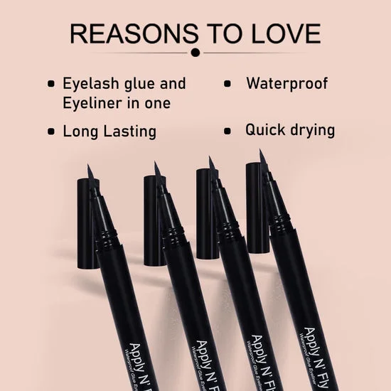 Flicka N’ Fly Eyelash Glue Eyeliner | Waterproof Long-Lasting, Smudge-Proof| 2-in-1 Lash Adhesive Pen for Sensitive Eyes image 4