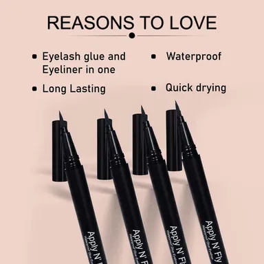 Flicka N’ Fly Eyelash Glue Eyeliner | Waterproof Long-Lasting, Smudge-Proof| 2-in-1 Lash Adhesive Pen for Sensitive Eyes thumbnail 3