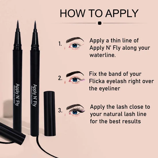 Flicka N’ Fly Eyelash Glue Eyeliner | Waterproof Long-Lasting, Smudge-Proof| 2-in-1 Lash Adhesive Pen for Sensitive Eyes image 5