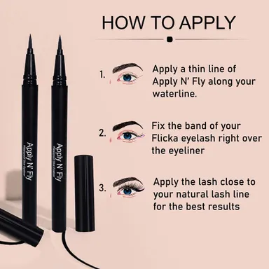 Flicka N’ Fly Eyelash Glue Eyeliner | Waterproof Long-Lasting, Smudge-Proof| 2-in-1 Lash Adhesive Pen for Sensitive Eyes thumbnail 4