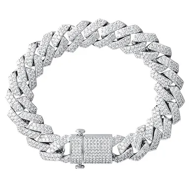 LUXUARYLOOK Iced Out Cuban Link Bracelet for Men & Boys | Stainless Steel Hip Hop Stylish Gift thumbnail 3