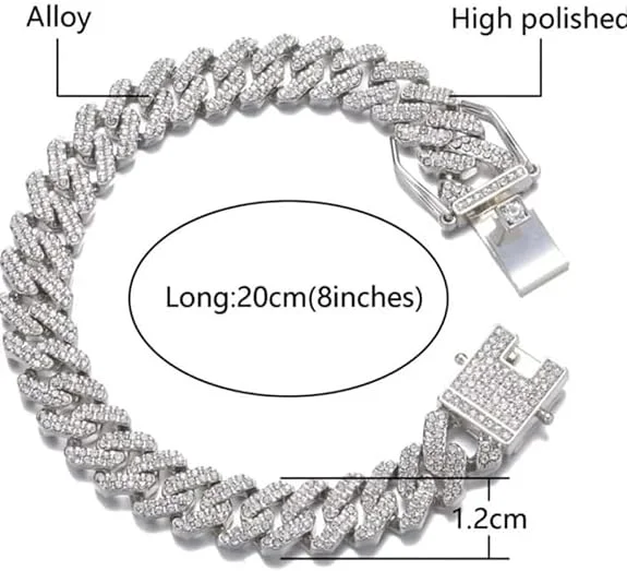 LUXUARYLOOK Iced Out Cuban Link Bracelet for Men & Boys | Stainless Steel Hip Hop Stylish Gift image 5