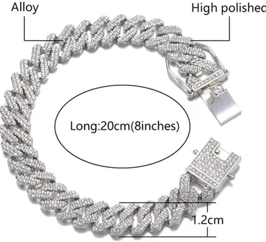 LUXUARYLOOK Iced Out Cuban Link Bracelet for Men & Boys | Stainless Steel Hip Hop Stylish Gift thumbnail 4