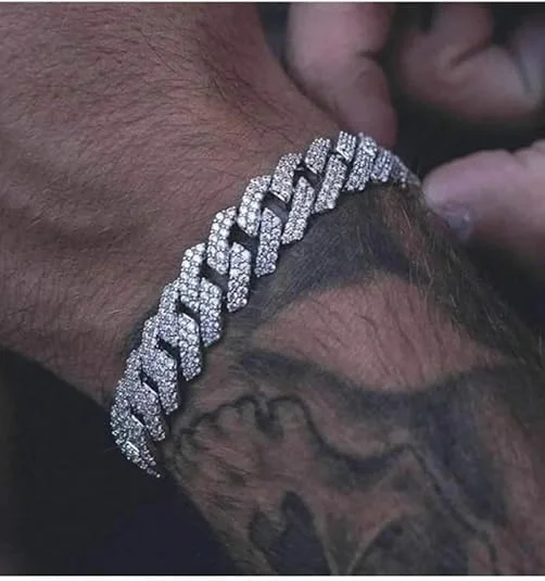LUXUARYLOOK Iced Out Cuban Link Bracelet for Men & Boys | Stainless Steel Hip Hop Stylish Gift image 2