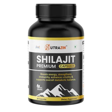 Nutrazin Shilajit Capsules | Premium Herbal Supplement for Energy| Stamina|  Vitality & Immunity | 60 Capsules for Men & Women thumbnail 0
