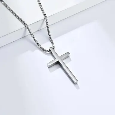 Luxuarylook Cross Pendant Necklace Set | Stainless Steel Religious Faith Jewellery for Men & Women | Prayer Cross Gift Set Daily Wear thumbnail 0