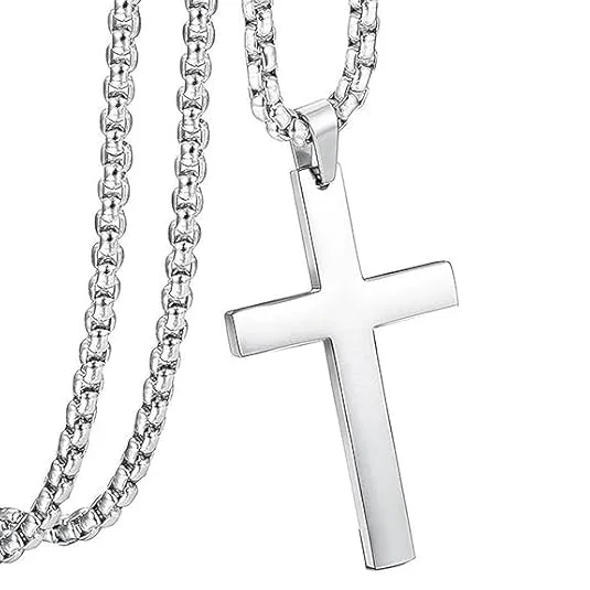 Luxuarylook Cross Pendant Necklace Set | Stainless Steel Religious Faith Jewellery for Men & Women | Prayer Cross Gift Set Daily Wear image 3