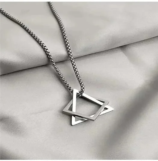 Luxuarylook Stainless Steel Spearpoint Arrowhead Pendant Necklace | Crystal Accent Box Chain for Men & Women Gifts image 4