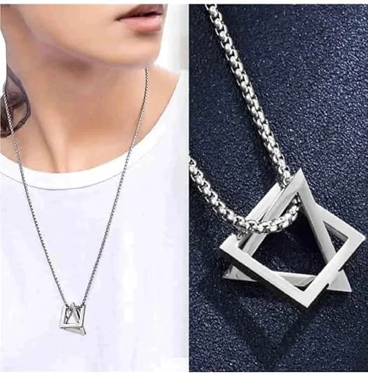 Luxuarylook Stainless Steel Spearpoint Arrowhead Pendant Necklace | Crystal Accent Box Chain for Men & Women Gifts image 5