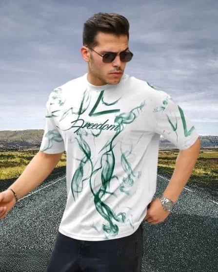 Cool Cotton Printed Half Sleeve Men’s T-Shirt | Large Size Comfortable Casual Tee image 1