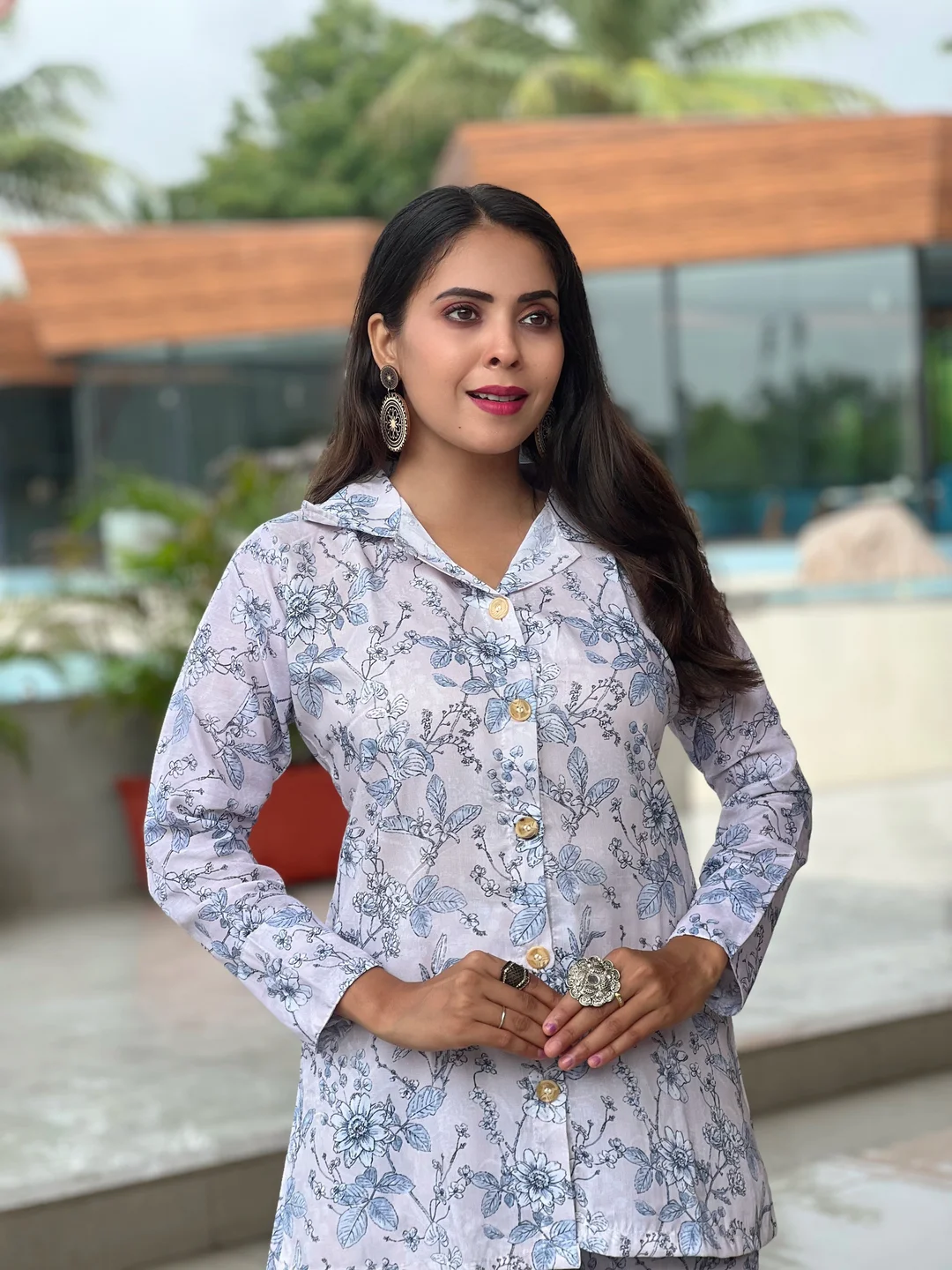 Floral Co-ord Set | Soft Fabric Two-Piece for Medium Size Women | Casual Lounge Wear | Comfortable Daily Outfit image 2