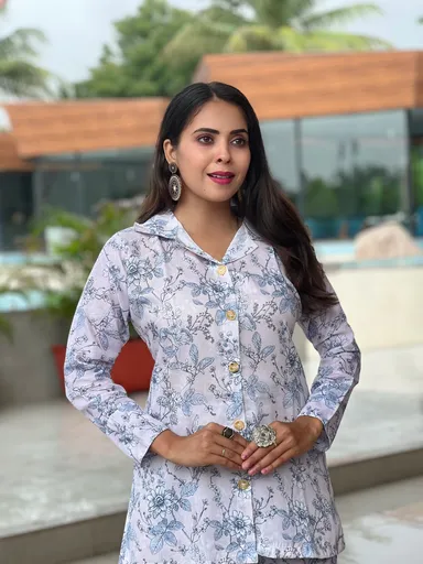 Floral Co-ord Set | Soft Fabric Two-Piece for Medium Size Women | Casual Lounge Wear | Comfortable Daily Outfit thumbnail 1
