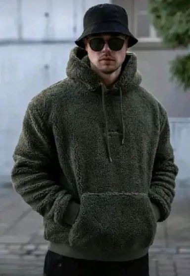 Solid Sweatshirt Hoodie Woolen Size XL