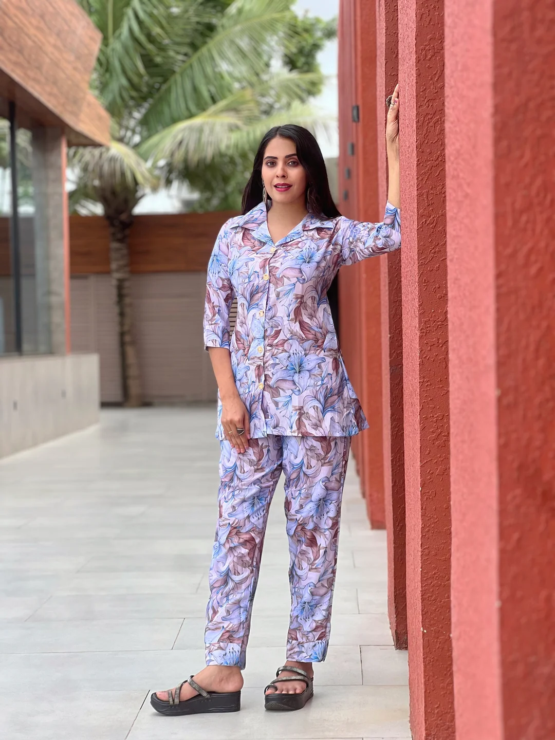 Women’s Daily Wear Co-ord Set | Cotton Casual Two-Piece Medium | Everyday Matching Outfit Lightweight image 2