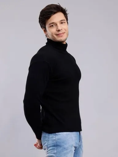 TrendAura Black Turtle Neck Sweater – XXL thumbnail 2