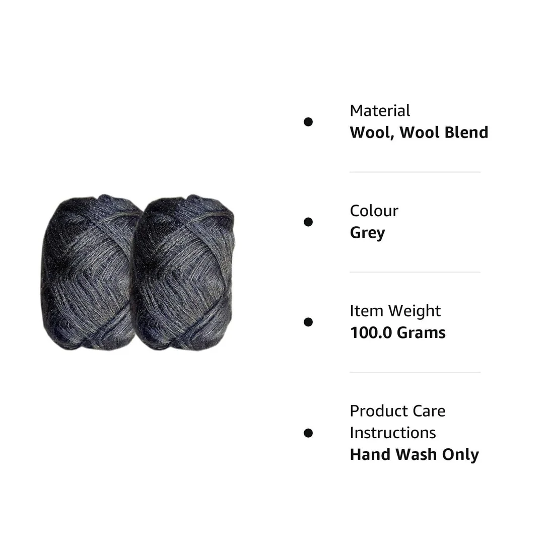 Knitting Wool Yarn|Grey 3 Ply |Pack of 9 | 100 gm Each | Soft Crochet and Hand Knitting Wool for Sweaters| Scarves and DIY Crafts image 2
