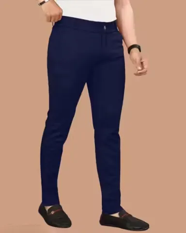 Men’s blue Trendy Fit Trouser | Comfortable Lycra Fabric| Solid Pattern Casual & Office Wear For Men & Boys size 30 thumbnail 1