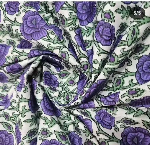 5 Meter Cotton Printed Fabric Hand Block Print Lightweight Unstitched Dress Material for Women Kurti Sewing Quilting & Home Décor Crafts image 1