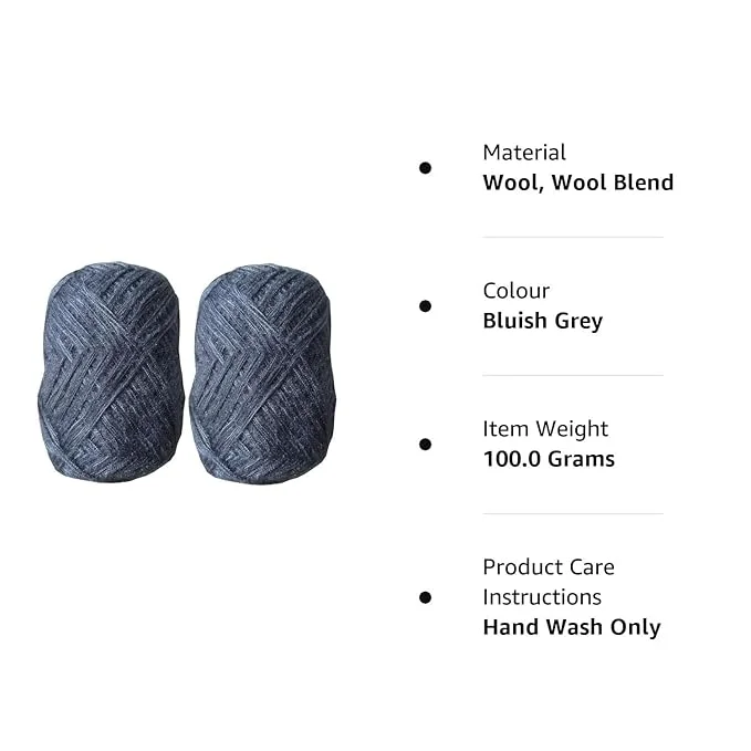3 Ply Knitting Wool Yarn | 100 gm Each | Bluish Grey |Pack of 8 | Soft Crochet Yarn for DIY and Sweaters or Blankets image 2