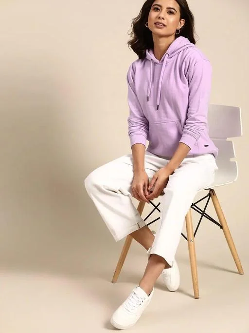 Cozy Fleece Hoodie for Women – Medium Size, Soft Warm Winter Sweatshirt with Full Sleeves, Solid Color, Casual Loungewear for Everyday Comfort image 1