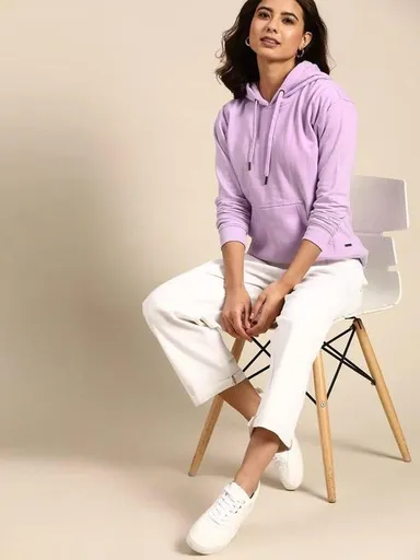 Cozy Fleece Hoodie for Women – Medium Size, Soft Warm Winter Sweatshirt with Full Sleeves, Solid Color, Casual Loungewear for Everyday Comfort thumbnail 0