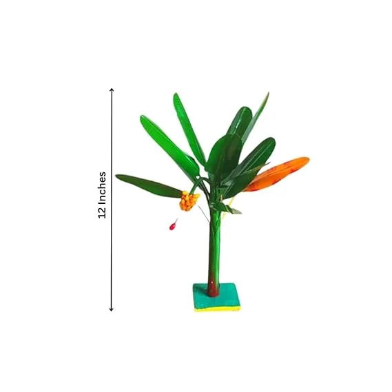 Artificial Banana Tree Pair 24 Inch Foam Leaves Decorative Plant for Home Temple Décor Lifelike Faux Greenery Indoor Outdoor Accent Tropical Look image 4