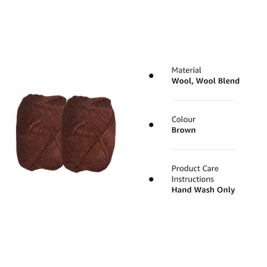 3 Ply Knitting Wool Yarn | 100 gm Each | Brown| Pack of 4 | Crochet and Knitting Yarn for Sweaters and Scarves| DIY Crafts thumbnail 1