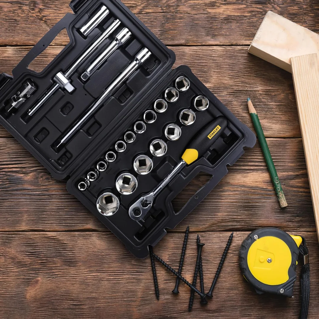 Stanley ½‑Sq Drive 24‑Pc 6‑Point Socket Set | STMT72795‑8| Metric Chrome Ratchet Kit| Max‑Drive Design image 4