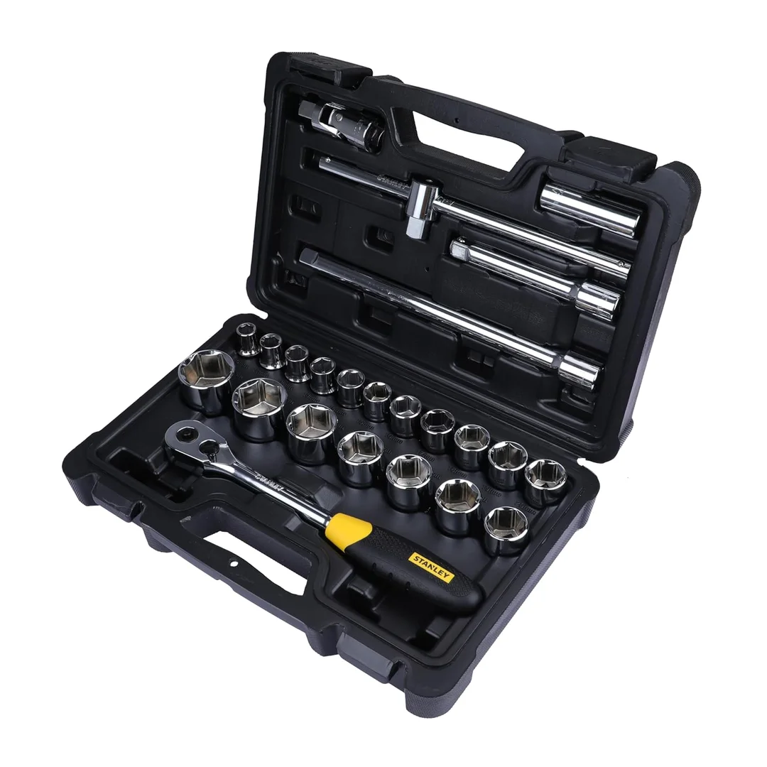 Stanley ½‑Sq Drive 24‑Pc 6‑Point Socket Set | STMT72795‑8| Metric Chrome Ratchet Kit| Max‑Drive Design image 3