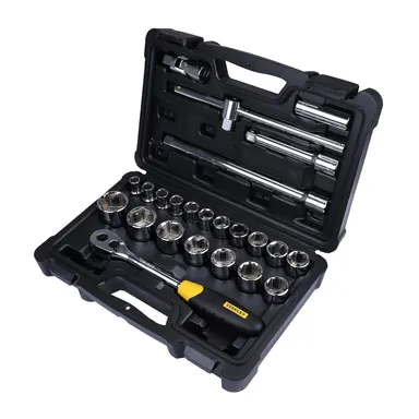 Stanley ½‑Sq Drive 24‑Pc 6‑Point Socket Set | STMT72795‑8| Metric Chrome Ratchet Kit| Max‑Drive Design thumbnail 2