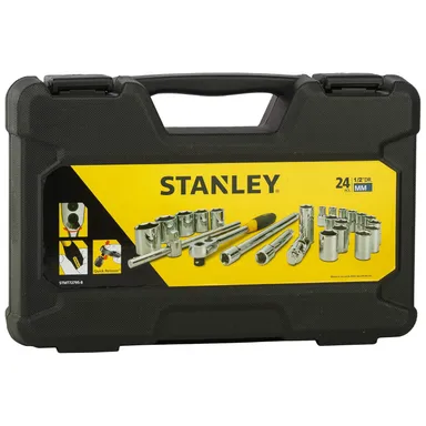 Stanley ½‑Sq Drive 24‑Pc 6‑Point Socket Set | STMT72795‑8| Metric Chrome Ratchet Kit| Max‑Drive Design thumbnail 1