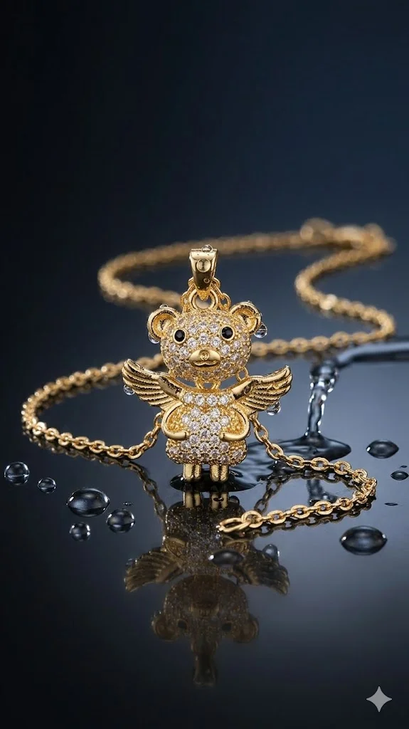 Crystal Pendant Chain Necklace | Gold Plated Chain with Locket for Women | Waterproof - Anti-Tarnish | Hypoallergenic | Skin Friendly | Lightweight - Gift for Wife, Girlfriend, Friend image 5