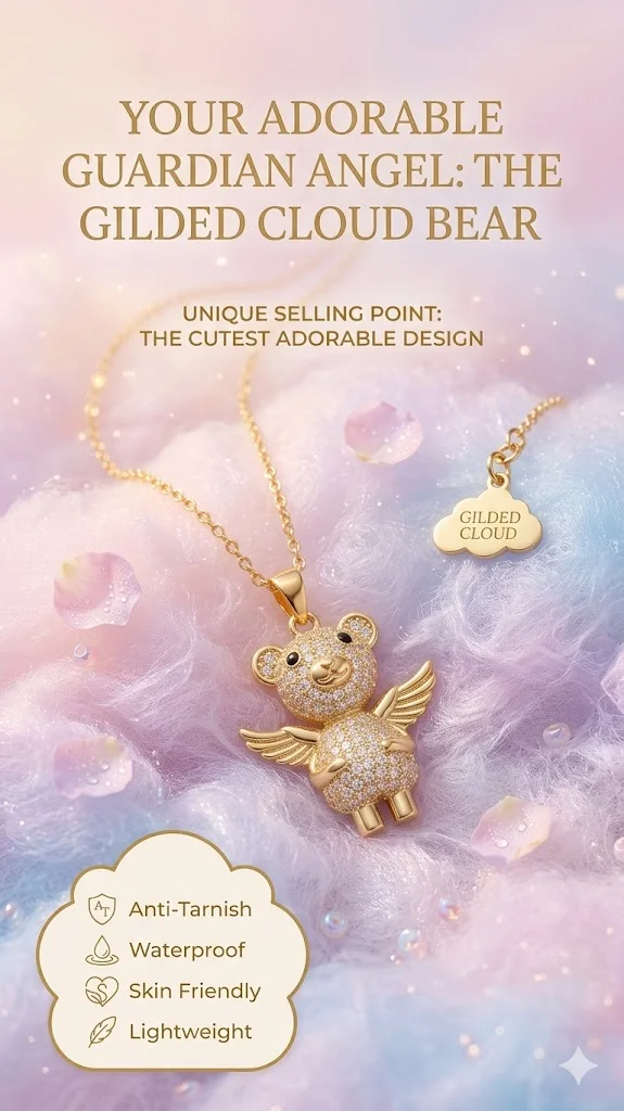Crystal Pendant Chain Necklace | Gold Plated Chain with Locket for Women | Waterproof - Anti-Tarnish | Hypoallergenic | Skin Friendly | Lightweight - Gift for Wife, Girlfriend, Friend image 7