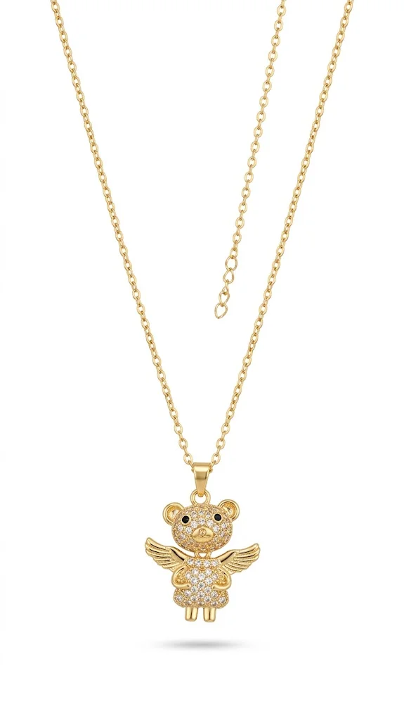 Crystal Pendant Chain Necklace | Gold Plated Chain with Locket for Women | Waterproof - Anti-Tarnish | Hypoallergenic | Skin Friendly | Lightweight - Gift for Wife, Girlfriend, Friend image 1