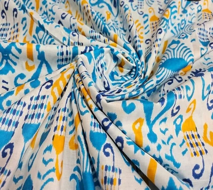 Pure Cotton Printed Fabric 5 Meter Unstitched Lightweight Dress Material for Kurti Stitching| Sewing| Craft Projects & Home Décor image 1