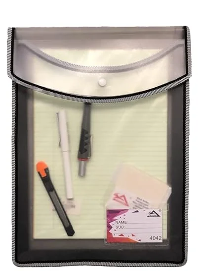 Plastic File Folder | Waterproof Expanding Poly Envelope | Snap Button Legal Size Document Wallet | Multicolor Pack of 5 | Office & School Use image 4