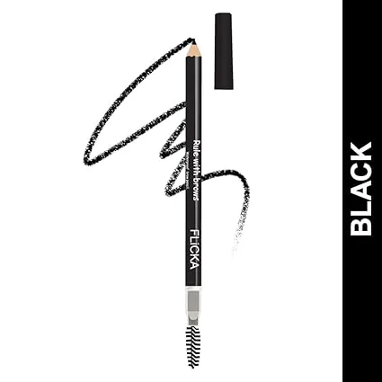 FLiCKA Rule With Brows Eyebrow Pencil | Black | Long-lasting Waterproof & Smudge-proof Brow Definer with Spoolie | 1.2 g Natural Finish image 2