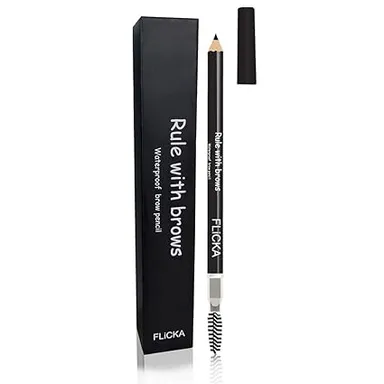 FLiCKA Rule With Brows Eyebrow Pencil | Black | Long-lasting Waterproof & Smudge-proof Brow Definer with Spoolie | 1.2 g  Natural Finish thumbnail 2